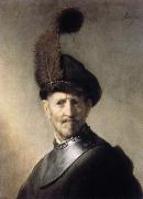 REMBRANDT Harmenszoon van Rijn Man in a Plumed Hat and Gorget oil on canvas